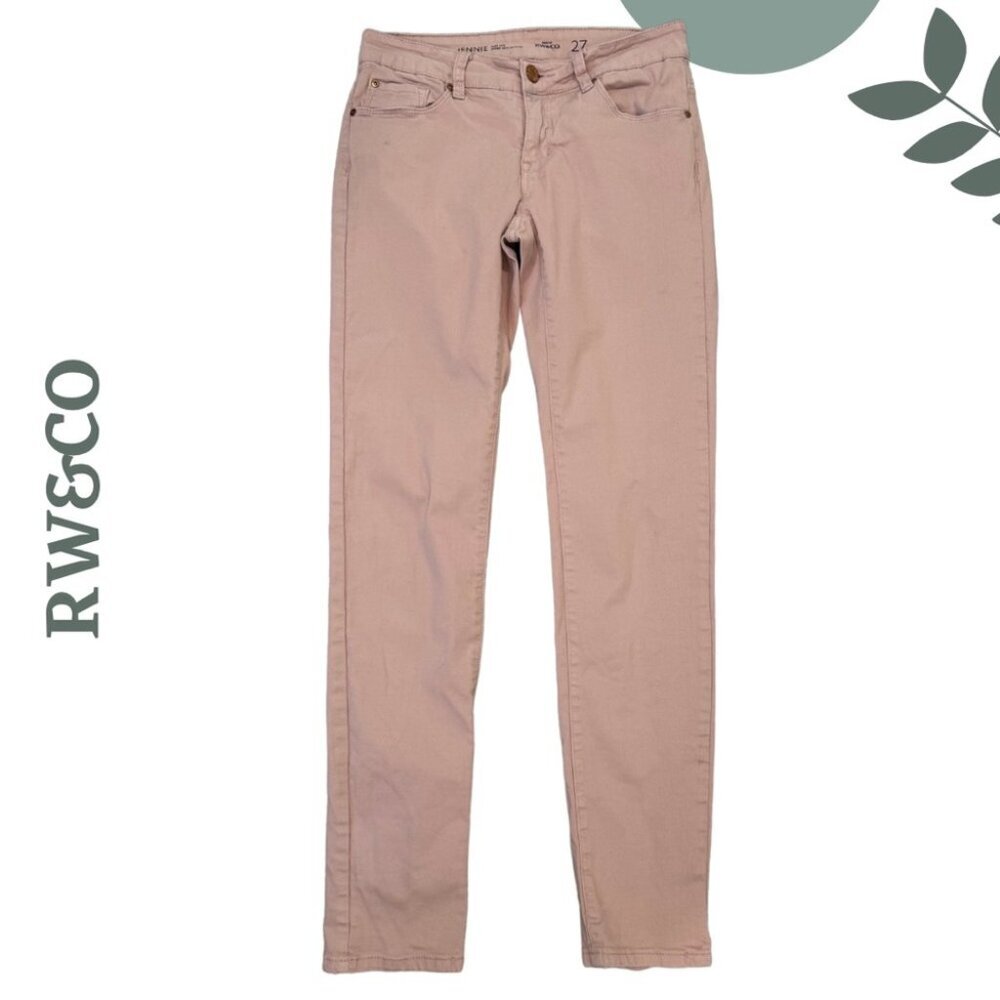 RW&CO Jennie Slim Leg Stretch Jeans | Pale Pink | Casual Denim Style | Size 27